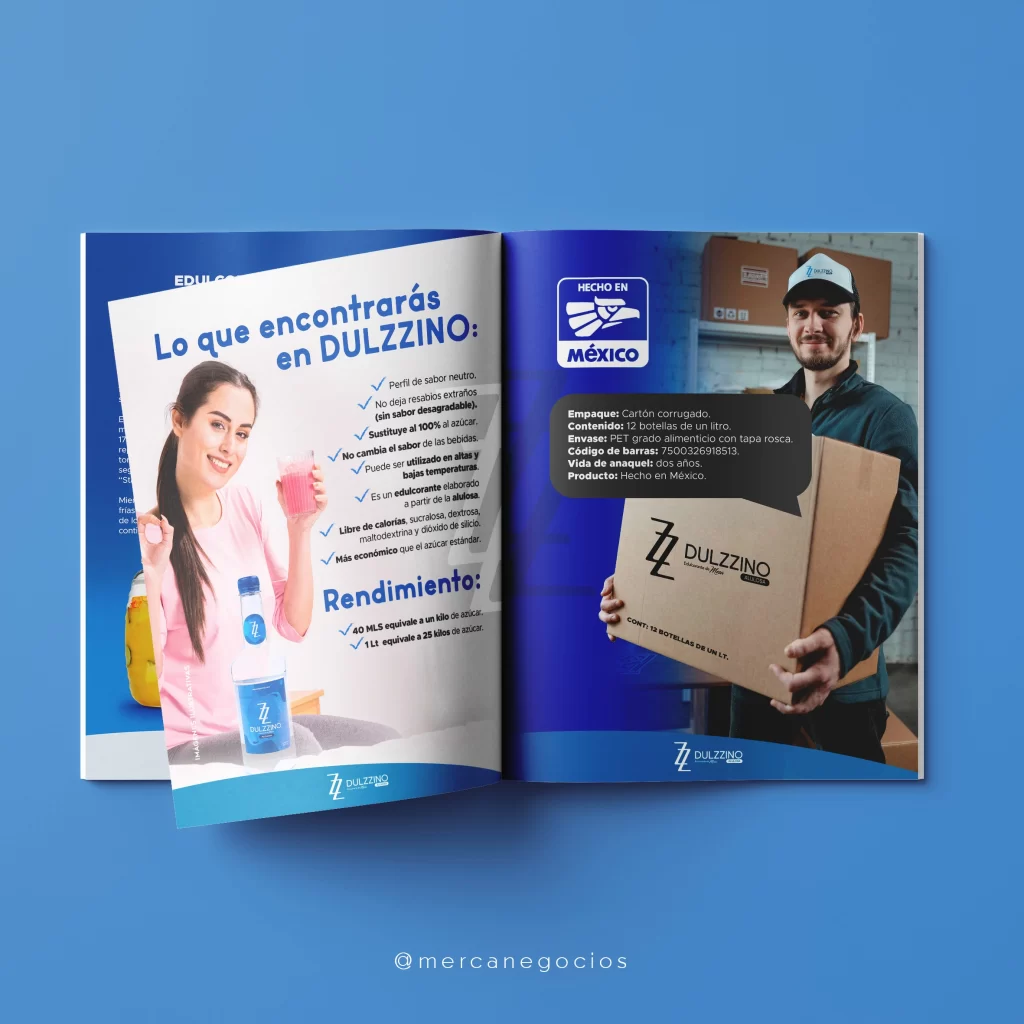 Diseño de brochure de ventas de edulcorante liquido