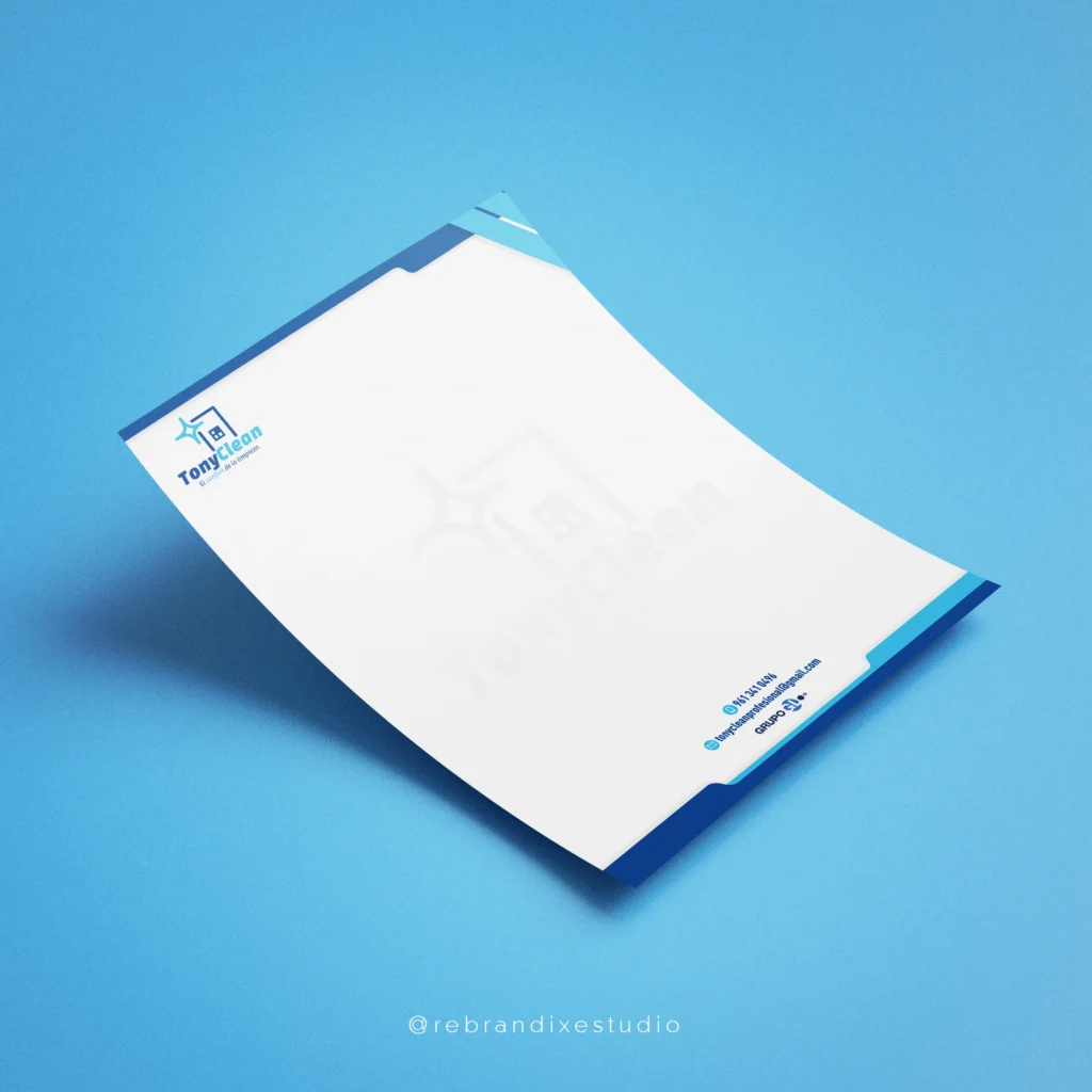Diseño de hoja membretada tony clean